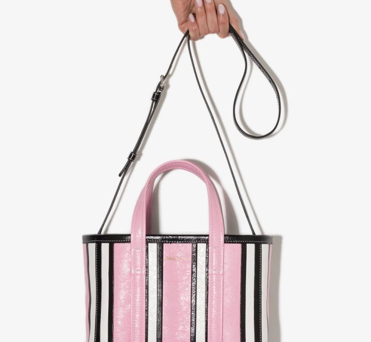 Balenciaga Small Barbes East West Striped Shopper Tote