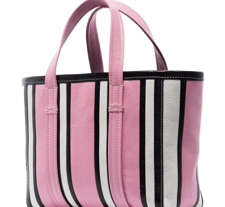 Balenciaga Small Barbes East West Striped Shopper Tote