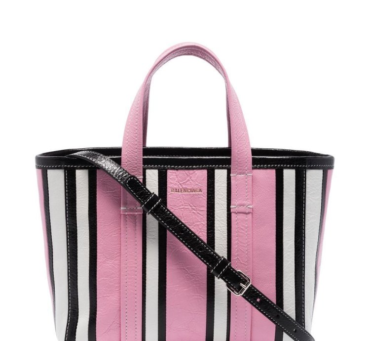 Balenciaga Small Barbes East West Striped Shopper Tote