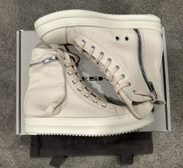 BRAND NEW Rick Owens DRKSHDW Ramones White Cargo High