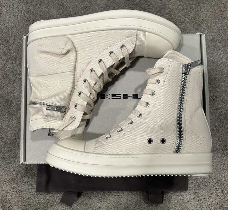 BRAND NEW Rick Owens DRKSHDW Ramones White Cargo High