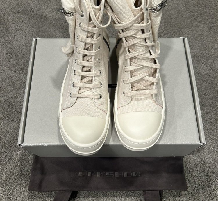 BRAND NEW Rick Owens DRKSHDW Ramones White Cargo High