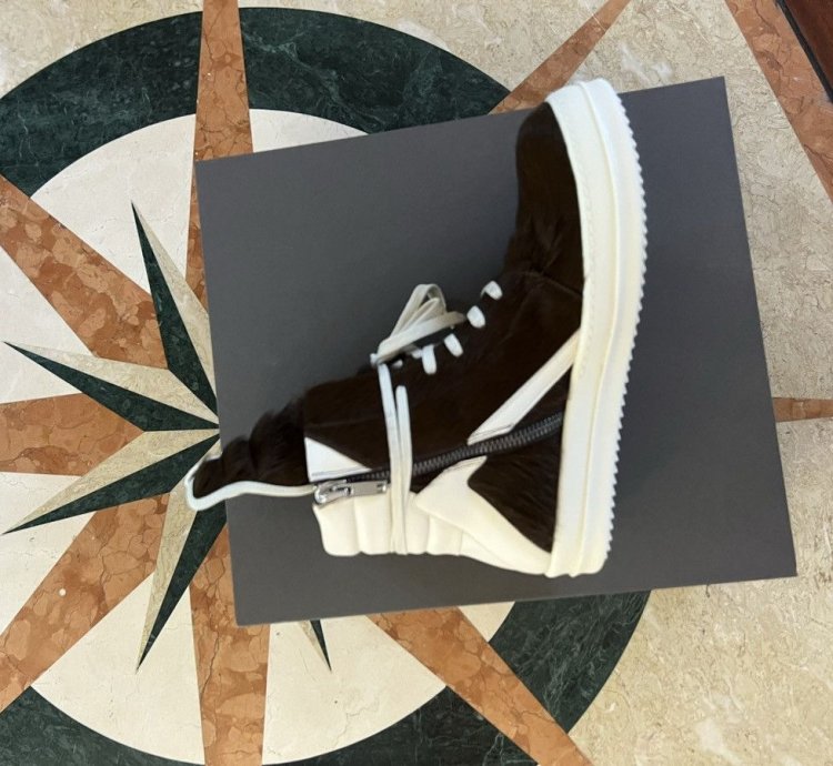 Brown Pony hair Rick Owens Geobasket