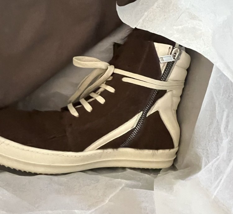 Brown Pony hair Rick Owens Geobasket