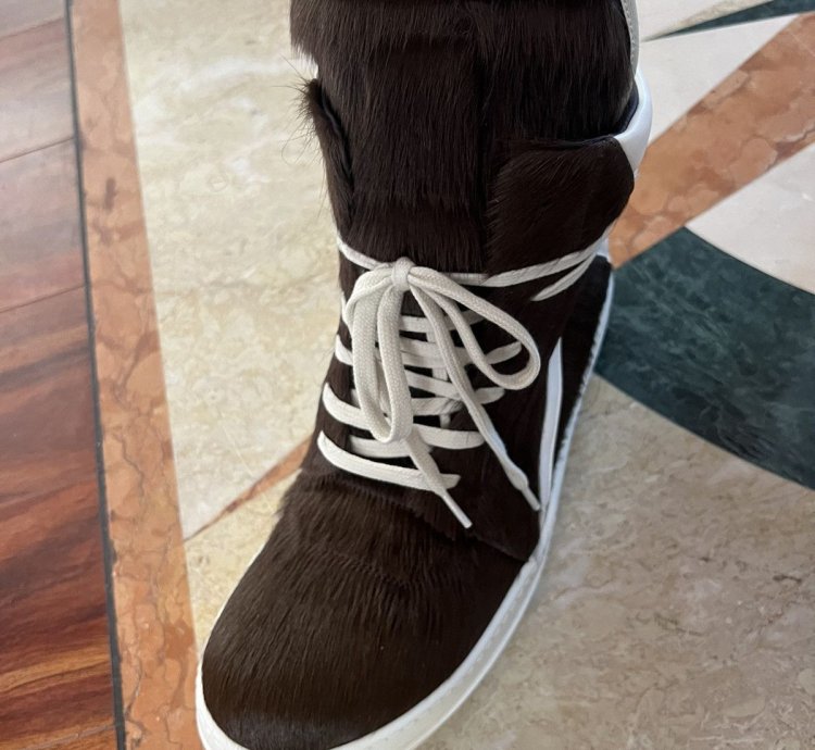 Brown Pony hair Rick Owens Geobasket