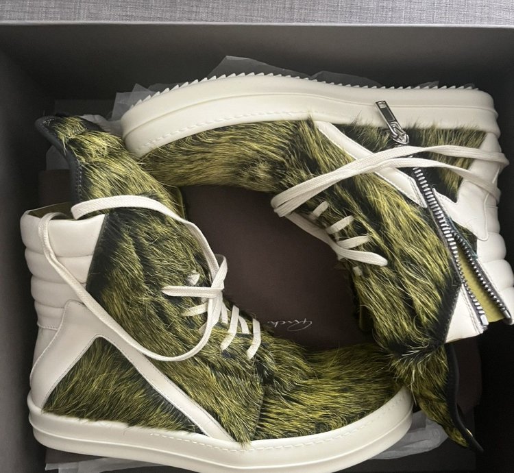 FINAL DROP Rick Owens FW23 Geobasket Long Pony Hair Green
