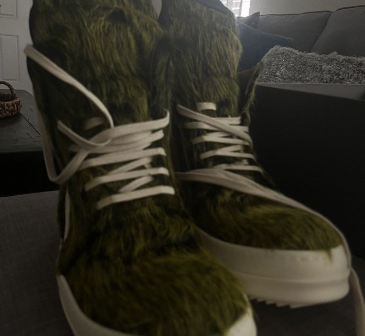 FINAL DROP Rick Owens FW23 Geobasket Long Pony Hair Green