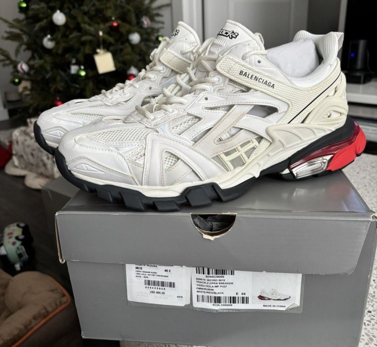 New Balenciaga Track 2 Sneaker White Red Size 46 US 13
