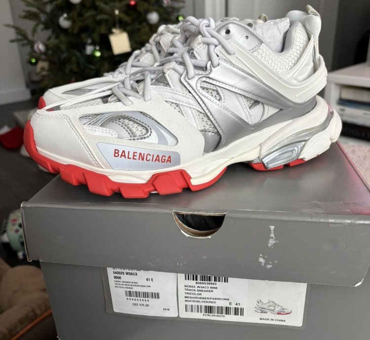 New Balenciaga Track Sneaker White Red Size 41 US 8
