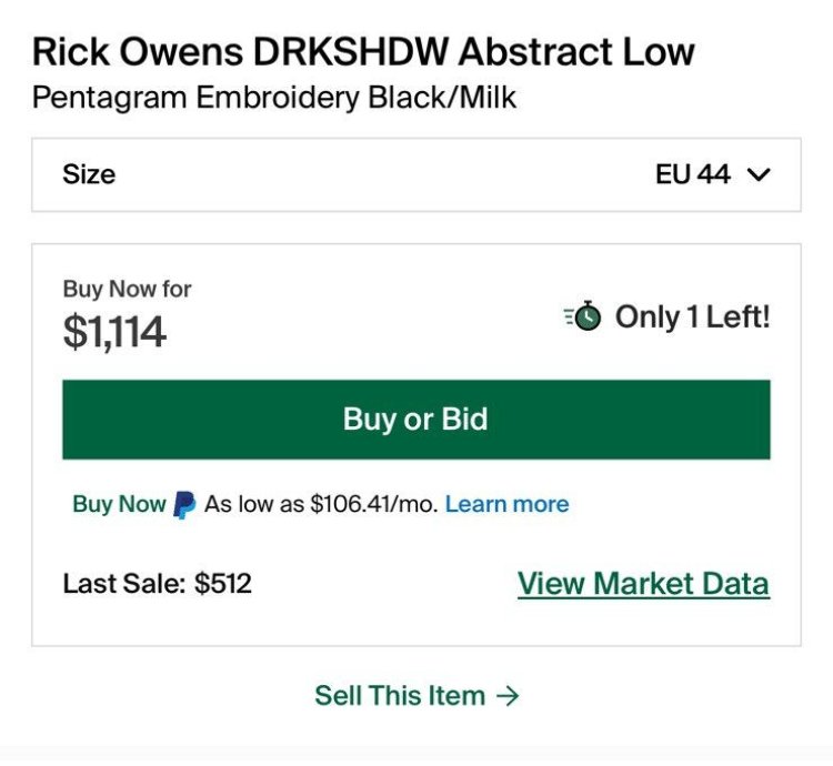 NEW Rick Owen Ramone Abstract Pentagram Size 44(11US)