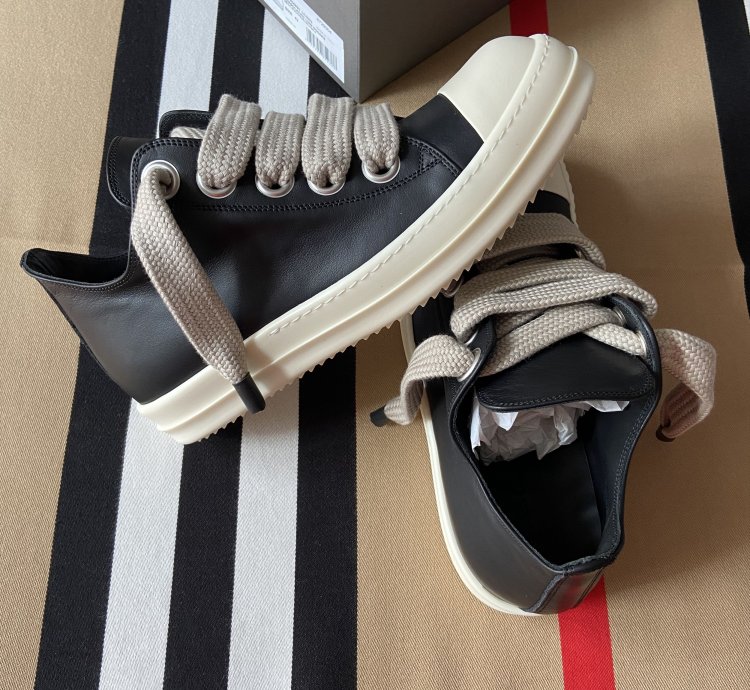 NEW Rick Owens Black Porterville Jumbo Laced Low Sneakers