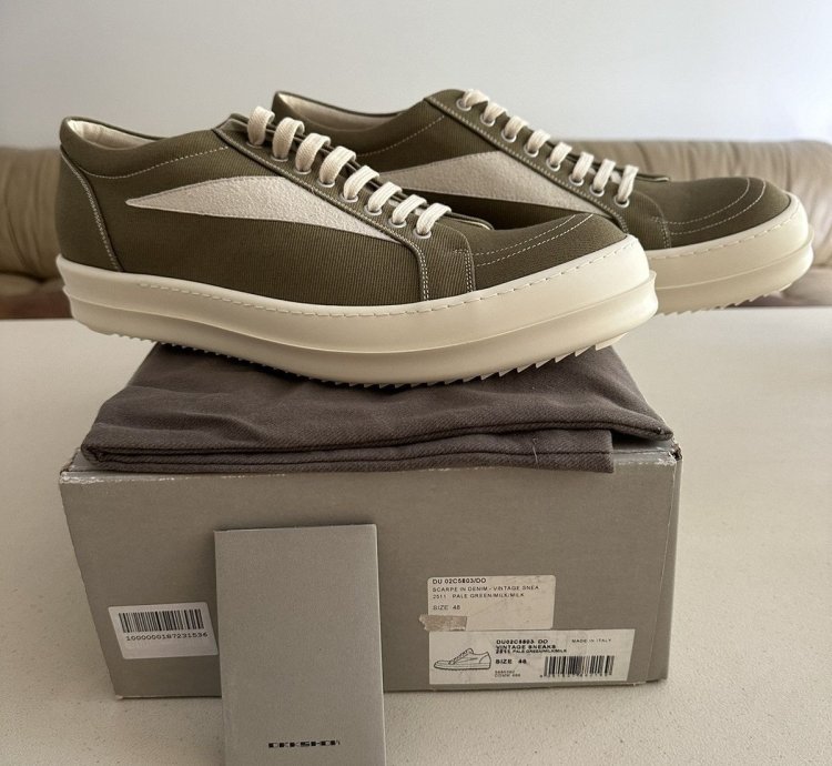 NEW Rick Owens DRKSHDW Vintage Sneaks Pale Green