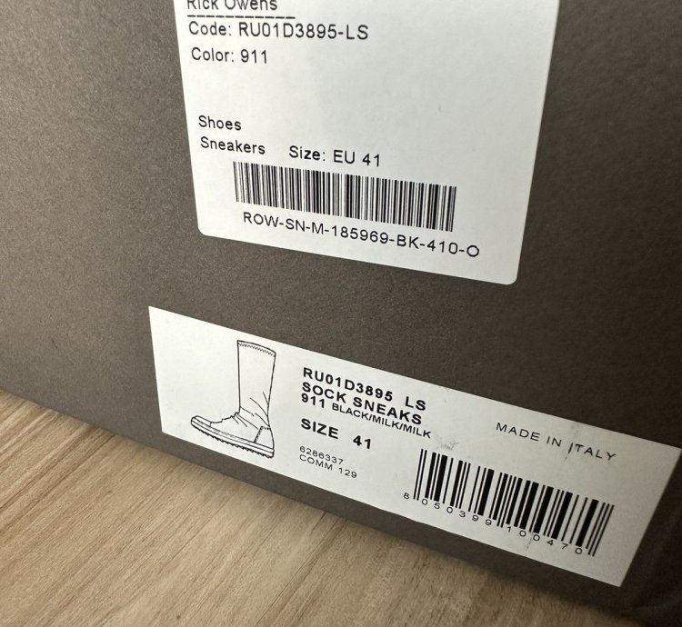 NEW Rick Owens leather sock sneakers