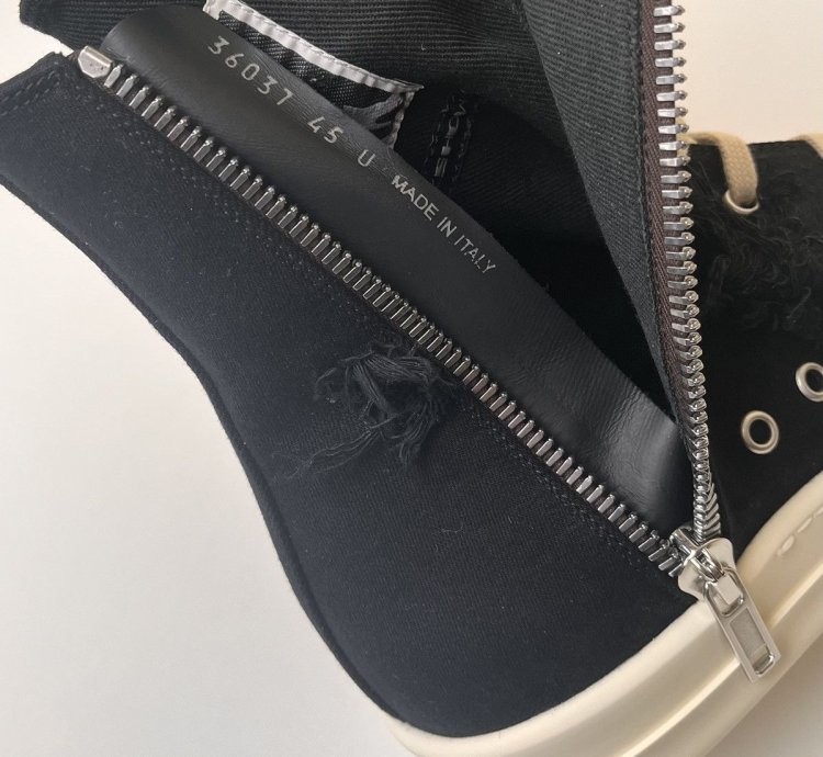 NEW Rick Owens Ramones High Slashed Denim Black Milk