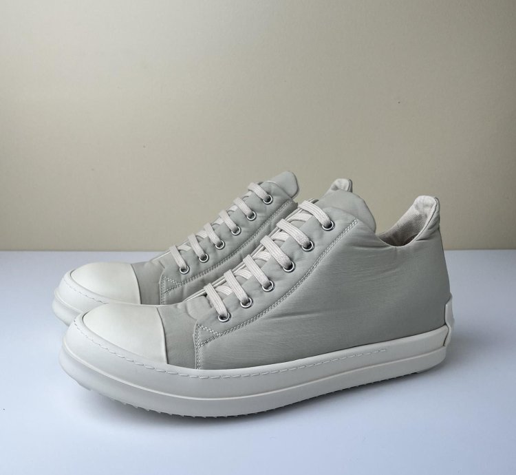 NEW Rick Owens Strobe Cotton Low Sneakers Pearl Milk