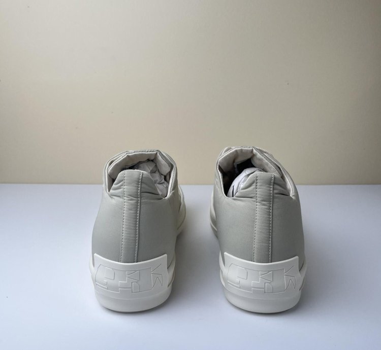 NEW Rick Owens Strobe Cotton Low Sneakers Pearl Milk