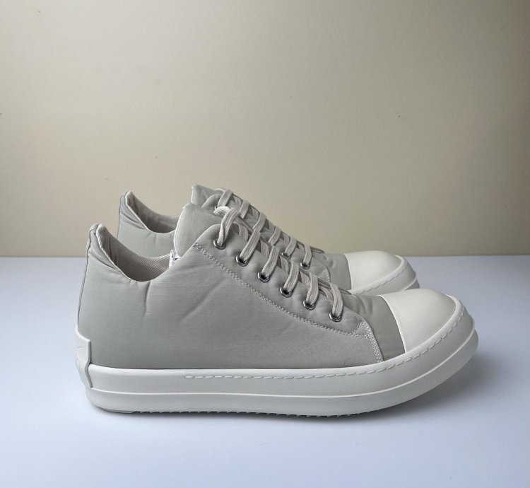 NEW Rick Owens Strobe Cotton Low Sneakers Pearl Milk