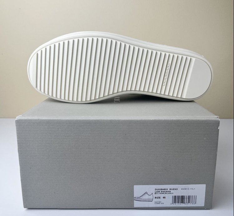 NEW Rick Owens Strobe Cotton Low Sneakers Pearl Milk