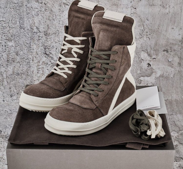 NIB RICK OWENS GEOBASKET HI TOP LEATHER SNEAKERS 41 1190