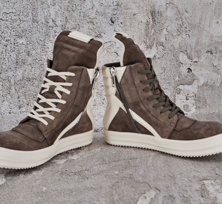 NIB RICK OWENS GEOBASKET HI TOP LEATHER SNEAKERS 41 1190