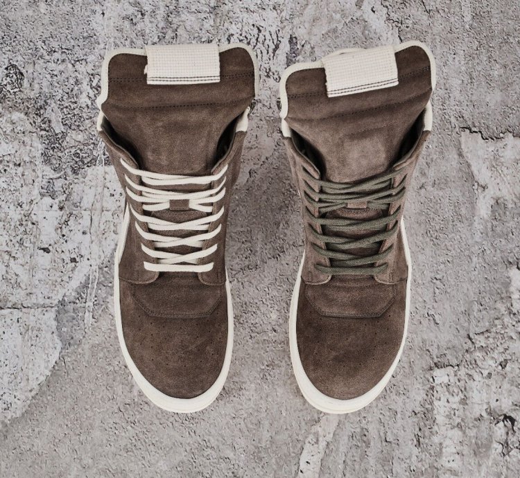NIB RICK OWENS GEOBASKET HI TOP LEATHER SNEAKERS 41 1190