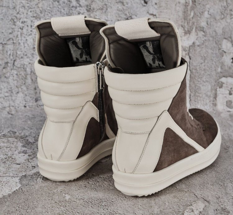 NIB RICK OWENS GEOBASKET HI TOP LEATHER SNEAKERS 41 1190