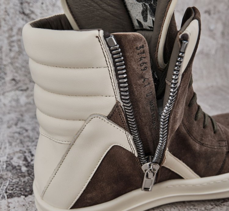 NIB RICK OWENS GEOBASKET HI TOP LEATHER SNEAKERS 41 1190