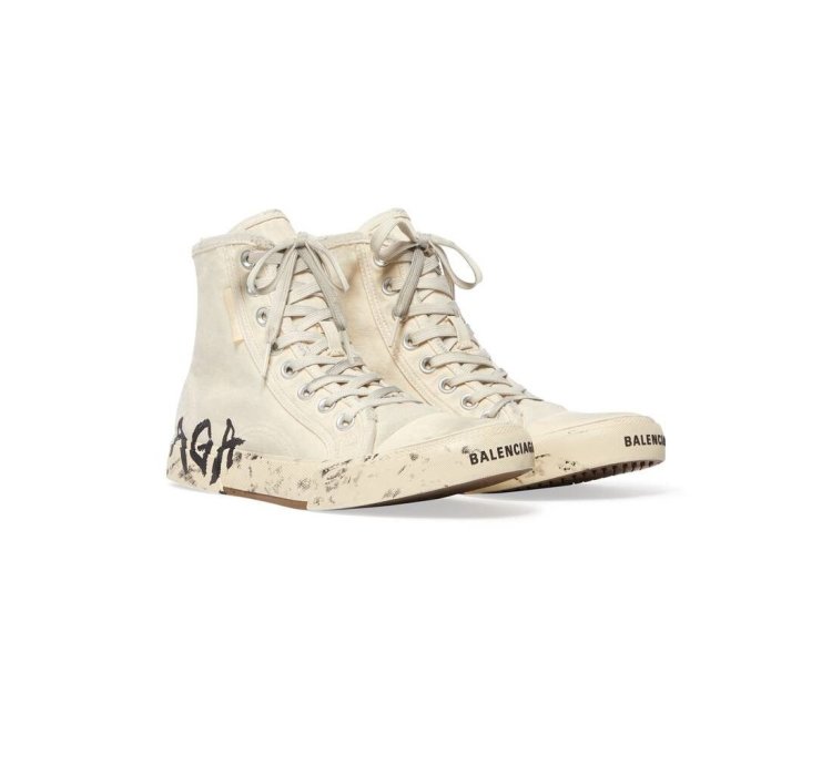 o1mt1gz0824 Paris High Top Graffiti Sneaker in Cream