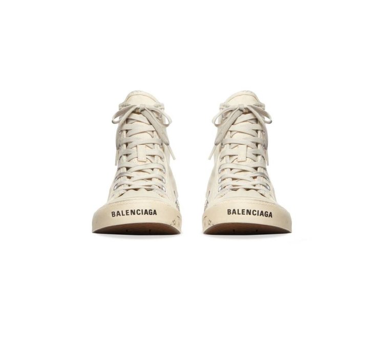 o1mt1gz0824 Paris High Top Graffiti Sneaker in Cream