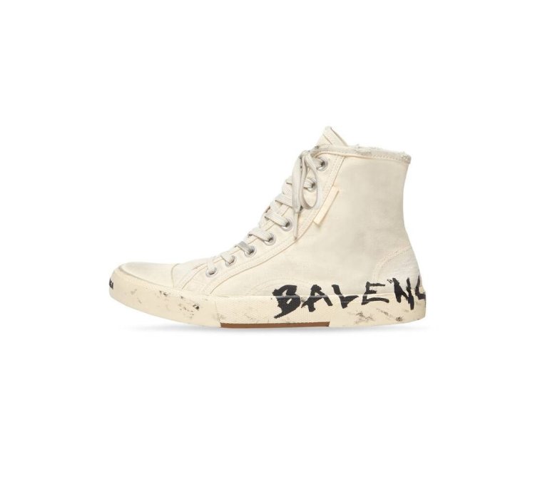 o1mt1gz0824 Paris High Top Graffiti Sneaker in Cream