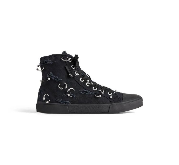 o1mt1gz1224 Paris High Top Sneaker With Piercings in Black