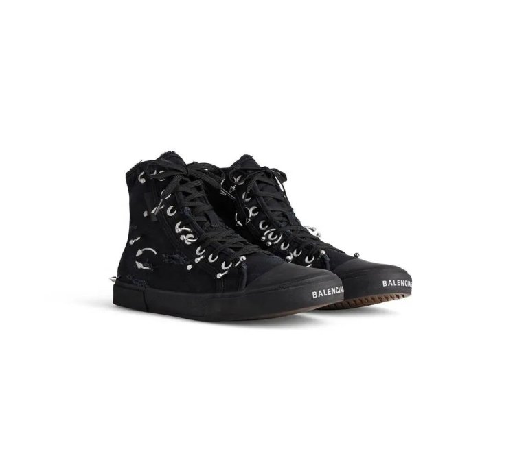 o1mt1gz1224 Paris High Top Sneaker With Piercings in Black