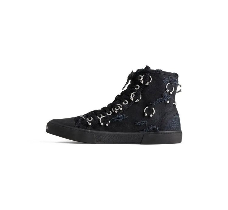 o1mt1gz1224 Paris High Top Sneaker With Piercings in Black