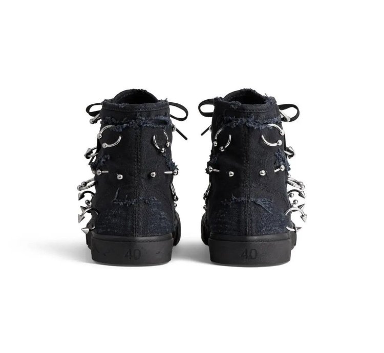 o1mt1gz1224 Paris High Top Sneaker With Piercings in Black