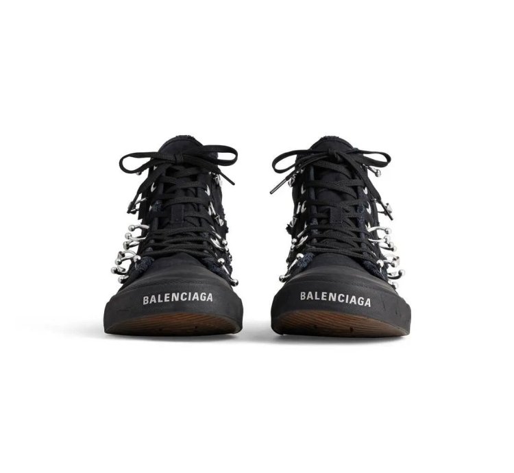 o1mt1gz1224 Paris High Top Sneaker With Piercings in Black