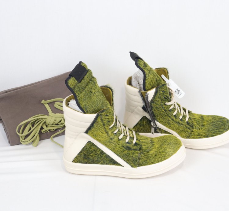 o1rshd11223 Men Green Geo-basket High Top Sneakers