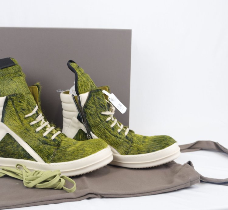 o1rshd11223 Men Green Geo-basket High Top Sneakers