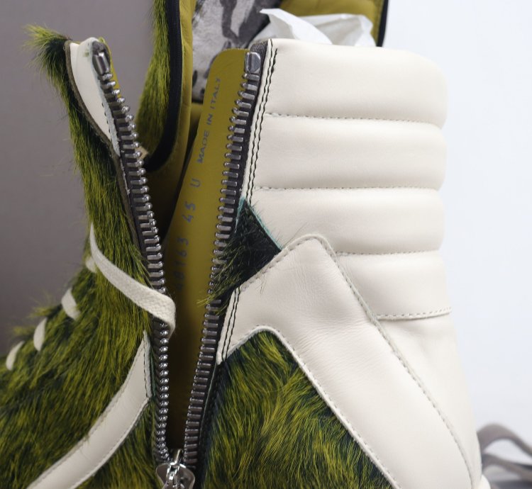 o1rshd11223 Men Green Geo-basket High Top Sneakers