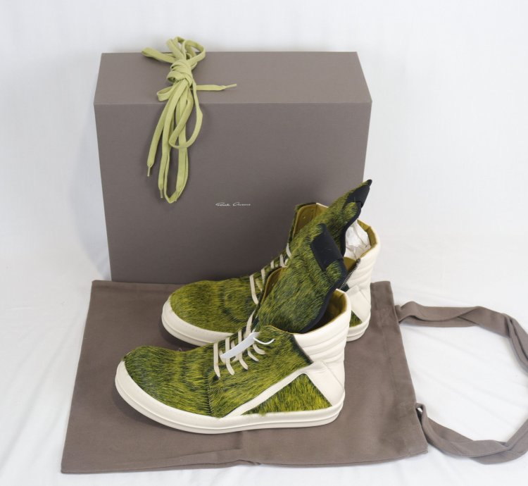 o1rshd11223 Men Green Geo-basket High Top Sneakers
