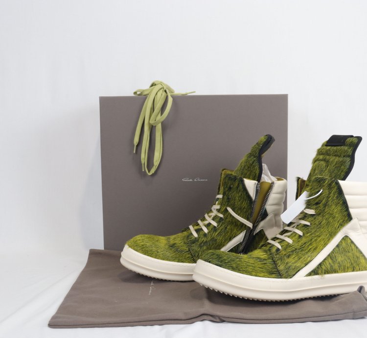 o1rshd11223 Men Green Geo-basket High Top Sneakers