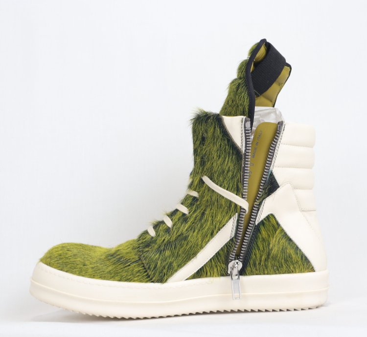 o1rshd11223 Men Green Geo-basket High Top Sneakers