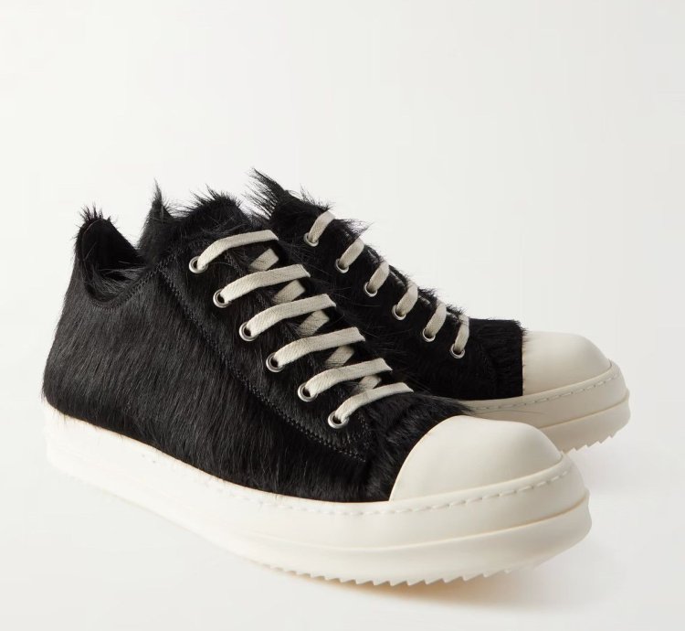 PONY HAIR FUR RAMONES SS24 LIDO BLACK CALF FURRY LOW SNEAKS