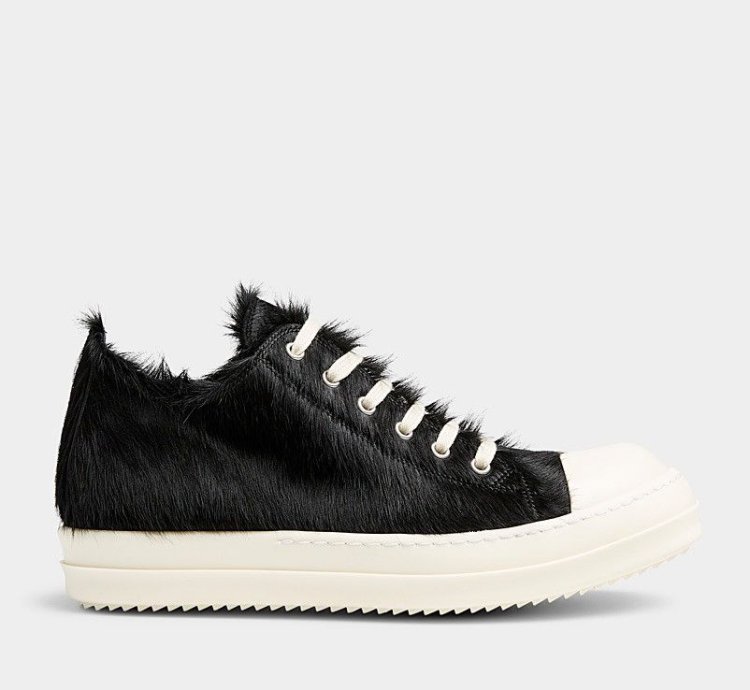 PONY HAIR FUR RAMONES SS24 LIDO BLACK CALF FURRY LOW SNEAKS