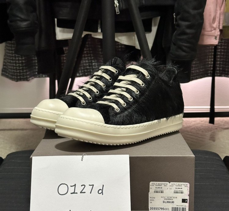 PONY HAIR FUR RAMONES SS24 LIDO BLACK CALF FURRY LOW SNEAKS
