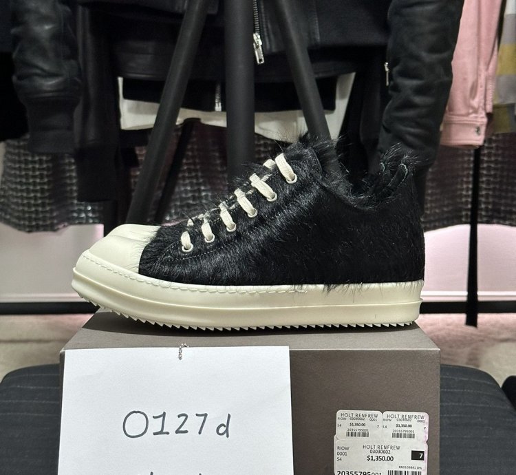 PONY HAIR FUR RAMONES SS24 LIDO BLACK CALF FURRY LOW SNEAKS