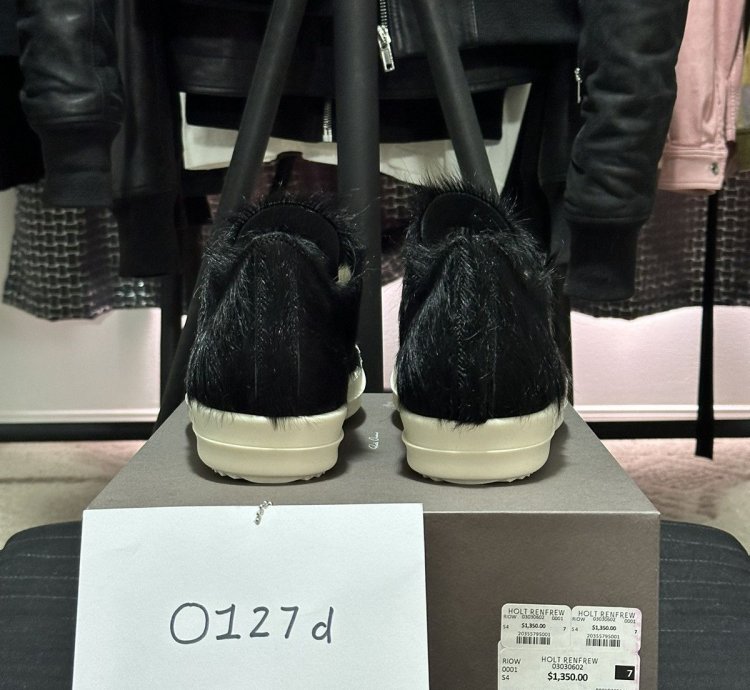 PONY HAIR FUR RAMONES SS24 LIDO BLACK CALF FURRY LOW SNEAKS