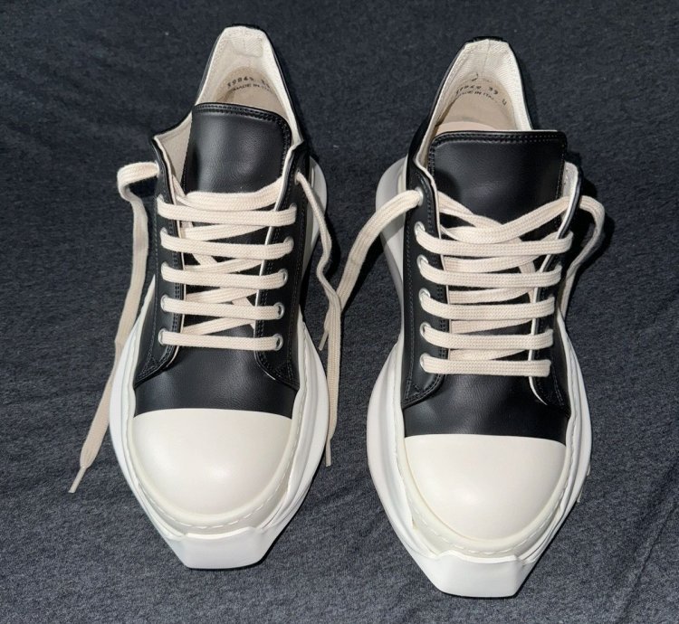 Rick Owen DRKSHDW Strobe Leather Abstract Low Black Milk