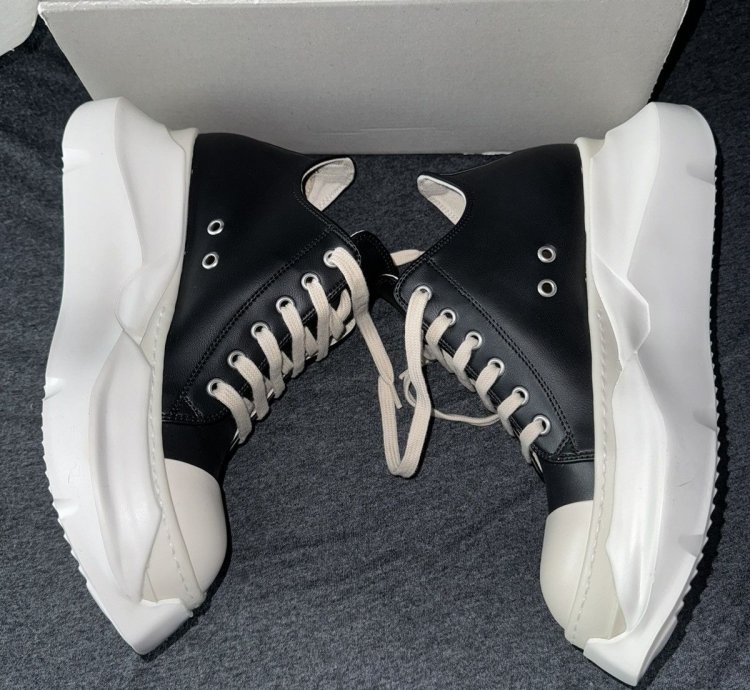 Rick Owen DRKSHDW Strobe Leather Abstract Low Black Milk
