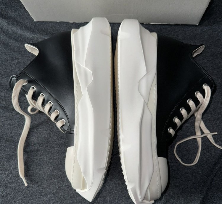 Rick Owen DRKSHDW Strobe Leather Abstract Low Black Milk