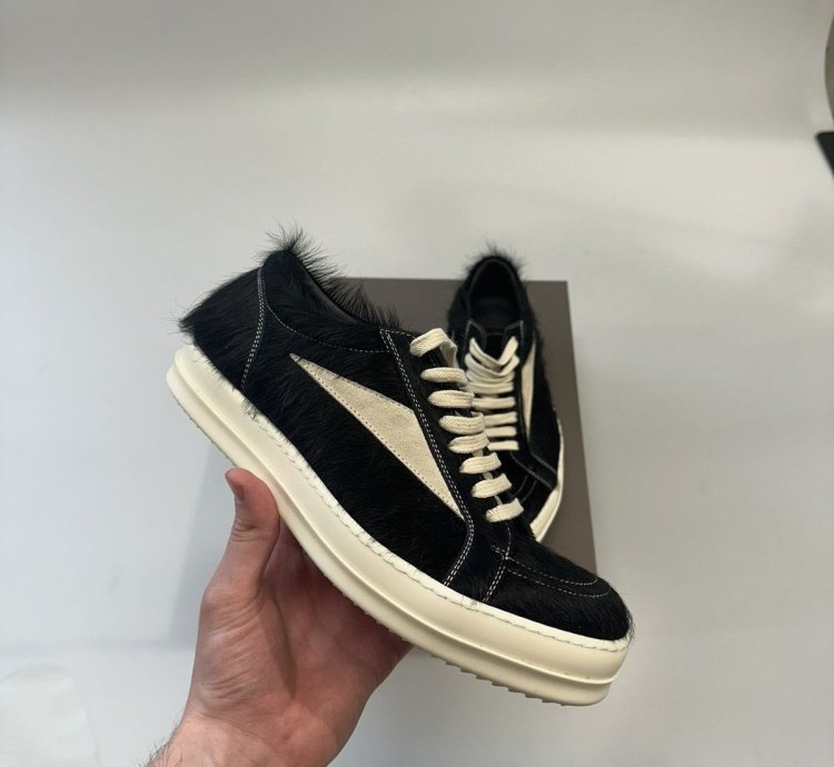 Rick Owen Mainline Vintage Low Top Pony Hair Sneaker